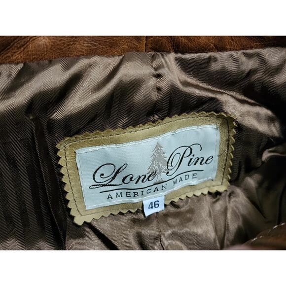 LONE PINE Leather Romeo Jacket Men 46 Brown Beige Wool Lined Outdoor Made In USA - Picture 2 of 13